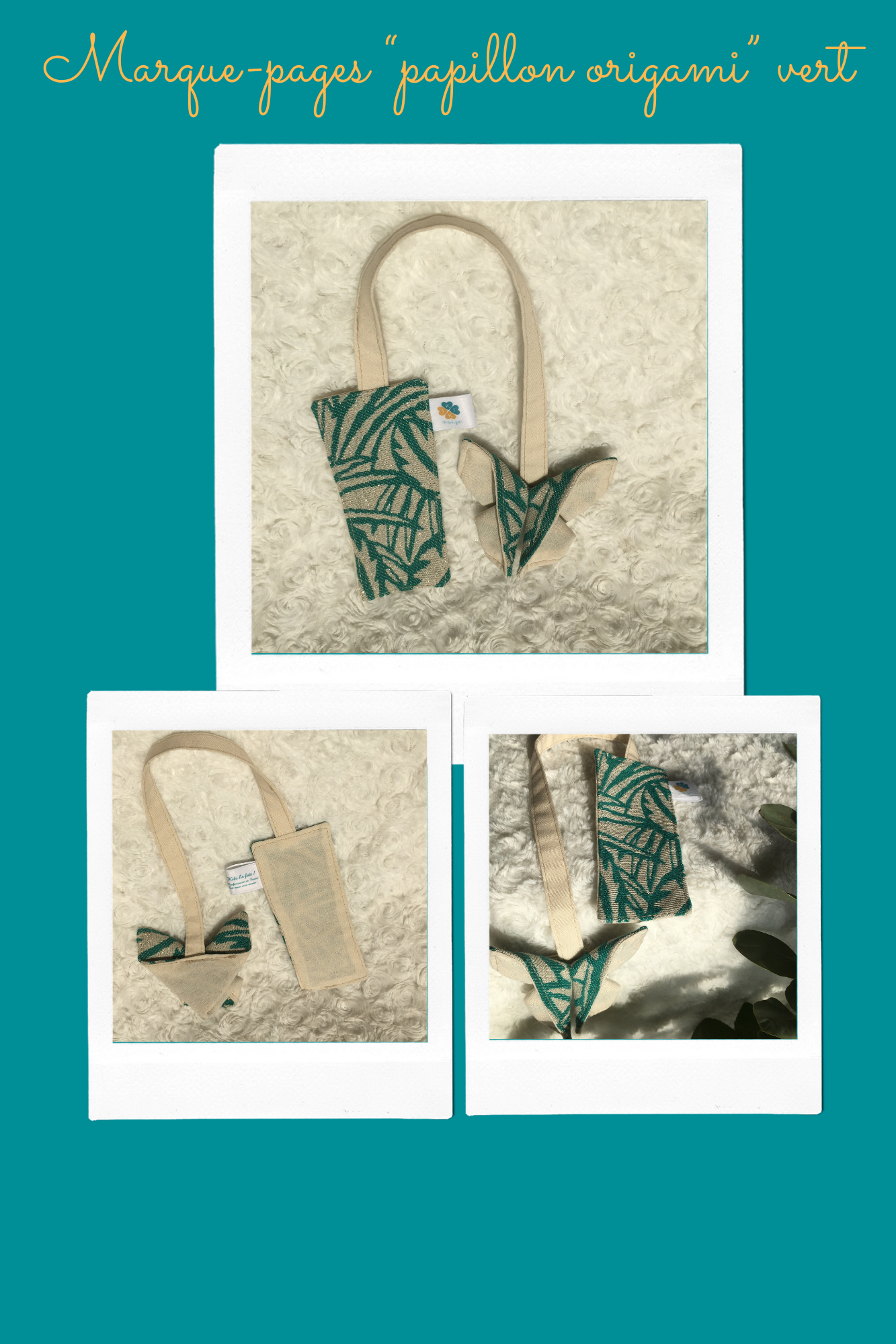 Marque-pages papillon origami vert