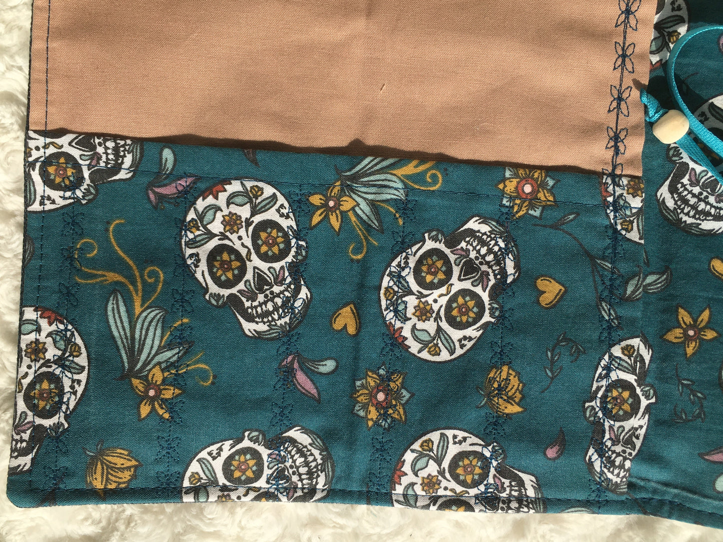 Set de table nomade "calaveras" vieux rose et sa serviette