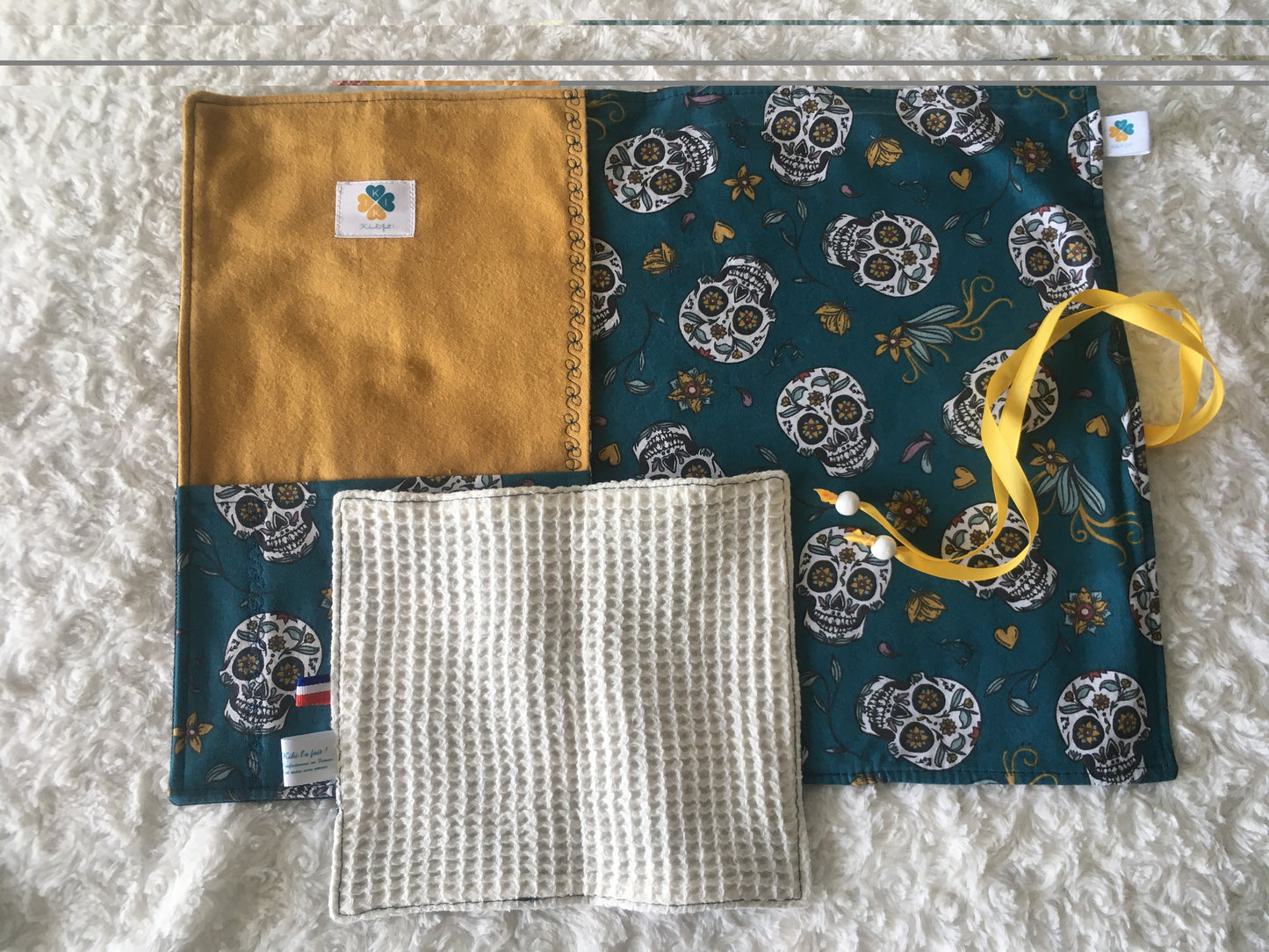 Set de table nomade "calaveras" curry et sa serviette