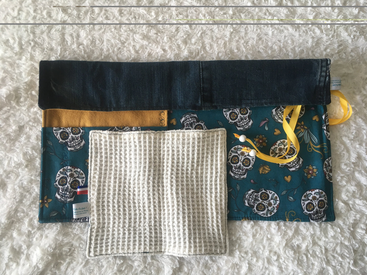 Set de table nomade "calaveras" curry et sa serviette
