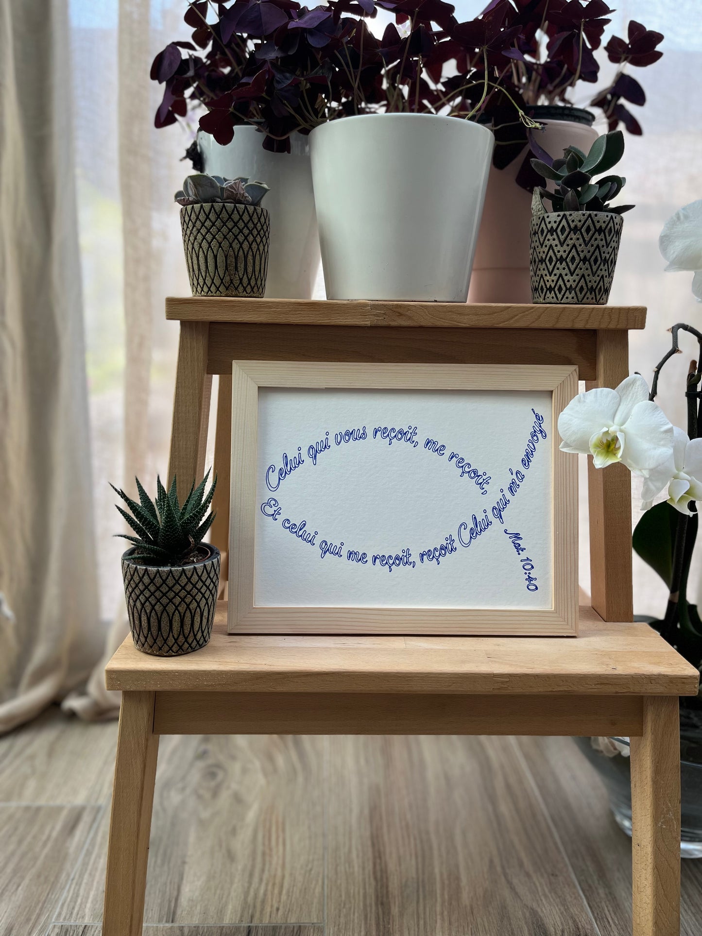 Quand la Parole prend forme - Calligramme chrétien – "Ichthus" Matthieu 10 : 40 - Grand Format