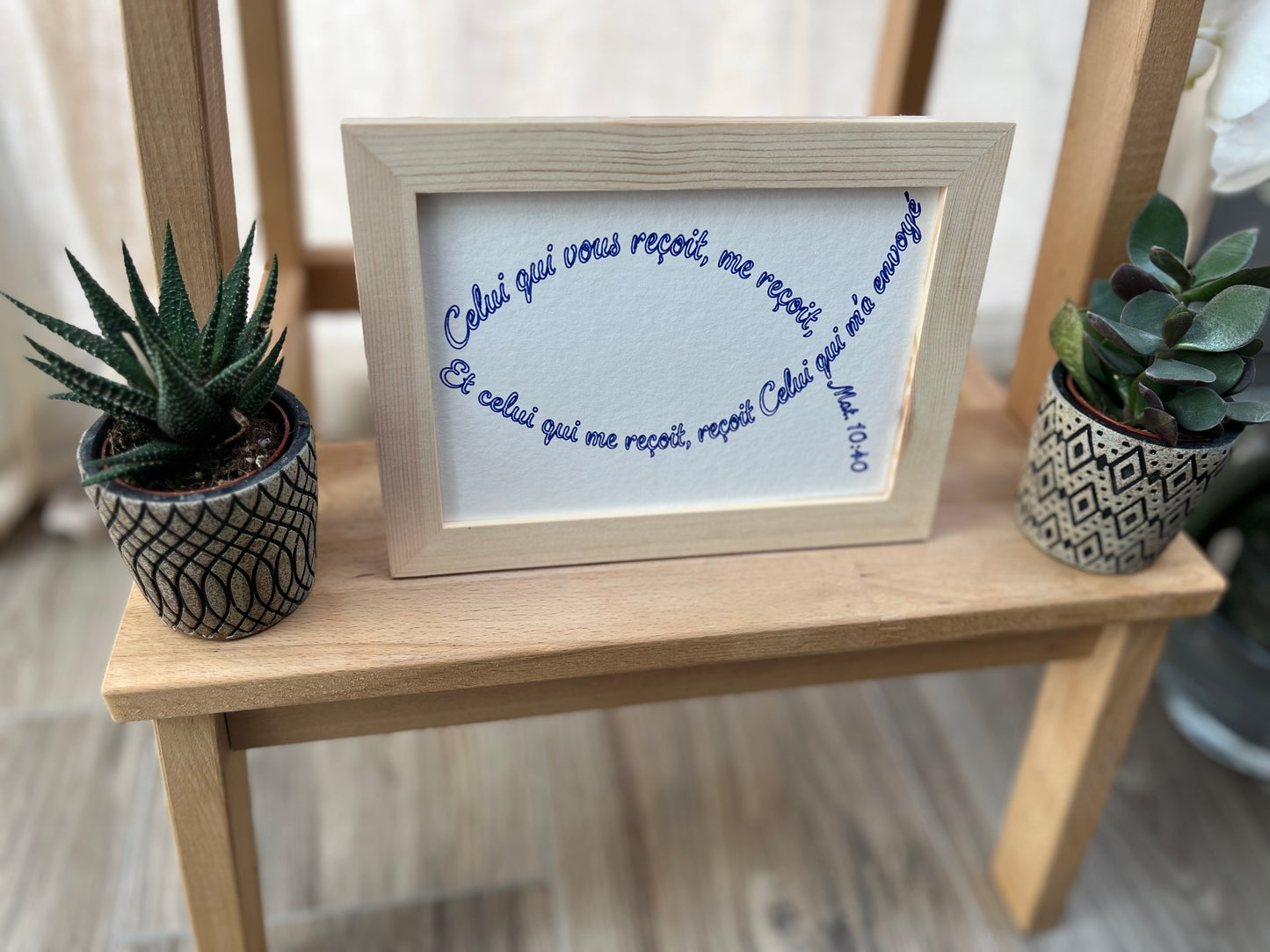 Quand la Parole prend forme - Calligramme chrétien – "Ichthus" Matthieu 10 : 40 - Format Moyen