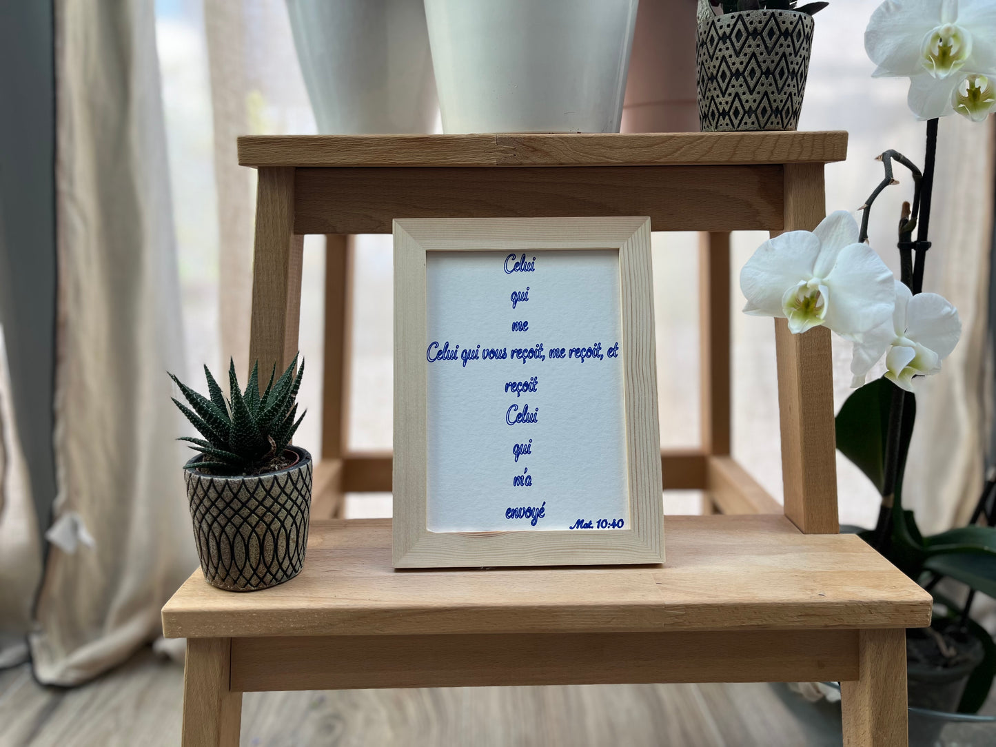 Quand la Parole prend forme - Calligramme chrétien – "Croix" Matthieu 10 : 40 - Format Moyen
