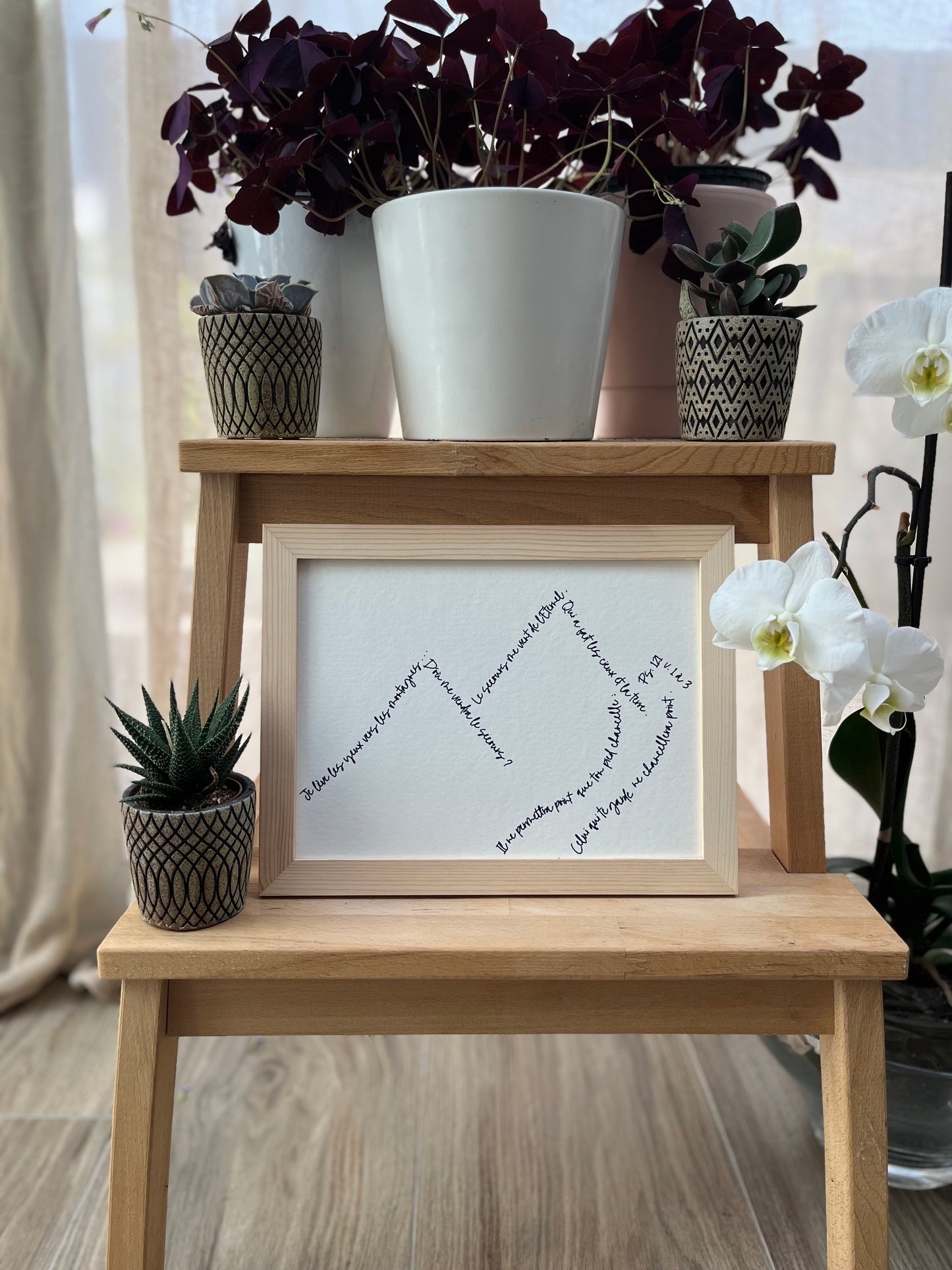 Quand la Parole prend forme - Calligramme chrétien – "Montagnes" Psaume 121 - Grand Format