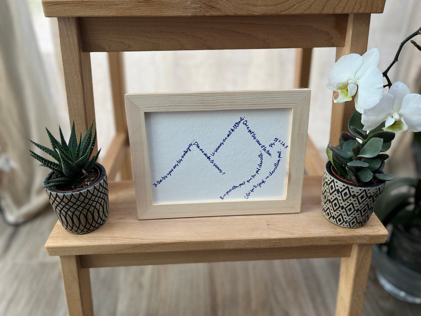 Quand la Parole prend forme - Calligramme chrétien – "Montagnes" Psaume 121 - Format Moyen