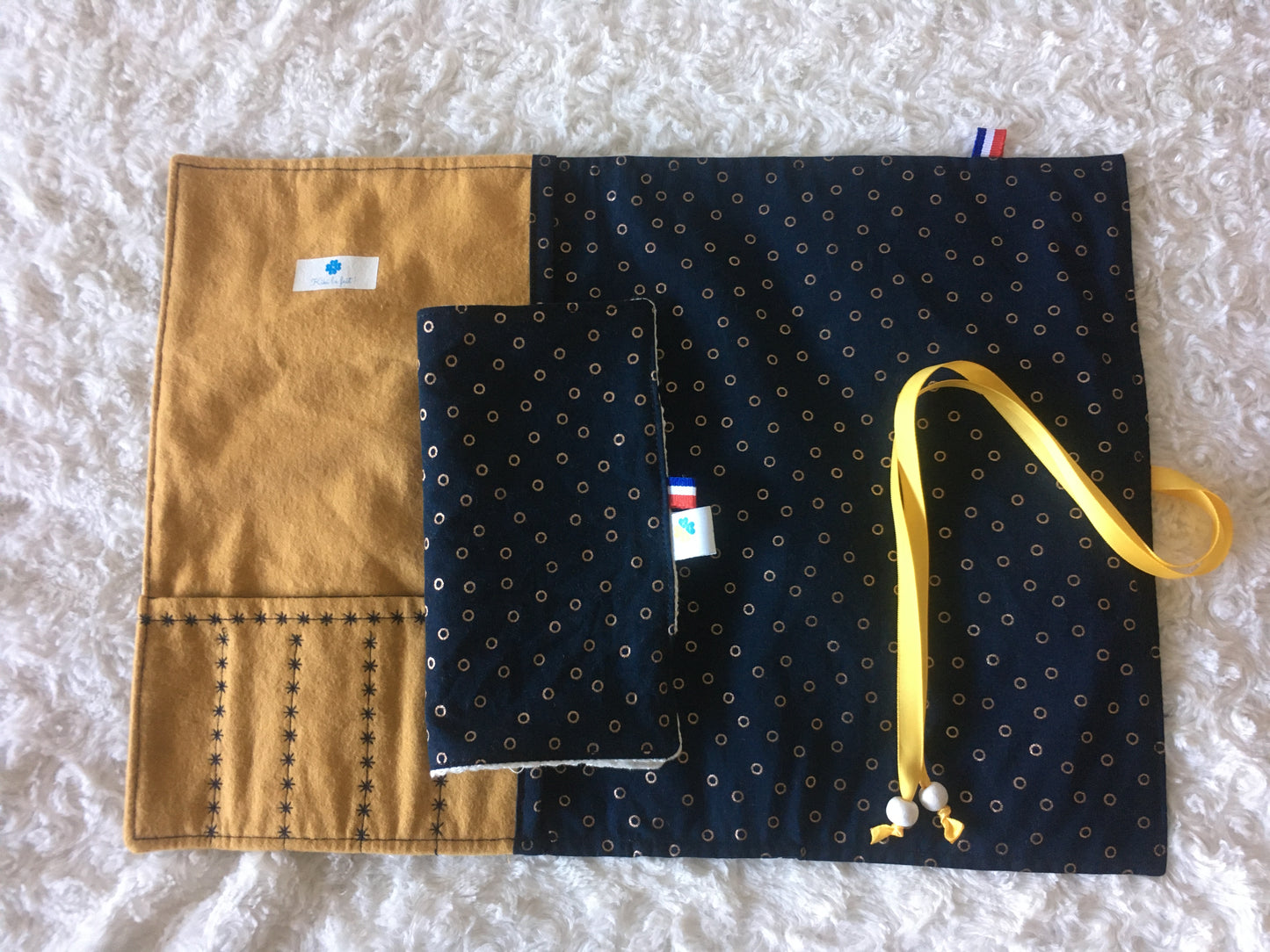 Set de table nomade "petits pois curry" et sa serviette