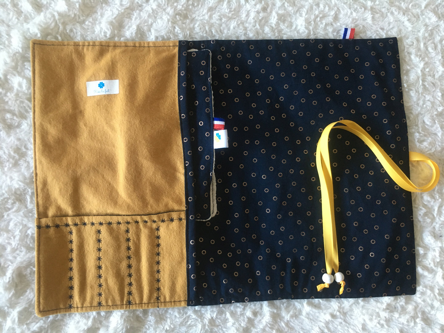 Set de table nomade "petits pois curry" et sa serviette