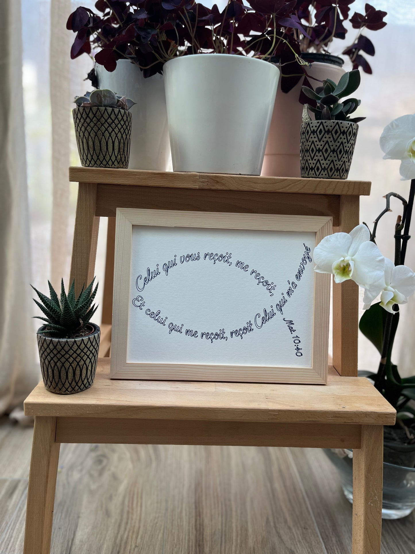 Quand la Parole prend forme - Calligramme chrétien – "Ichthus" Matthieu 10 : 40 - Grand Format