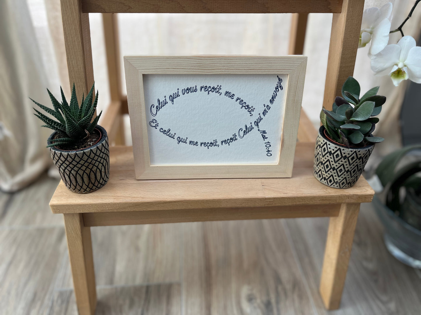 Quand la Parole prend forme - Calligramme chrétien – "Ichthus" Matthieu 10 : 40 - Format Moyen