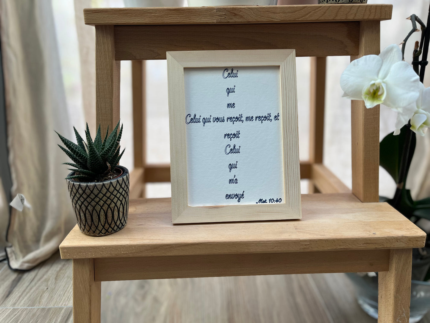 Quand la Parole prend forme - Calligramme chrétien – "Croix" Matthieu 10 : 40 - Format Moyen