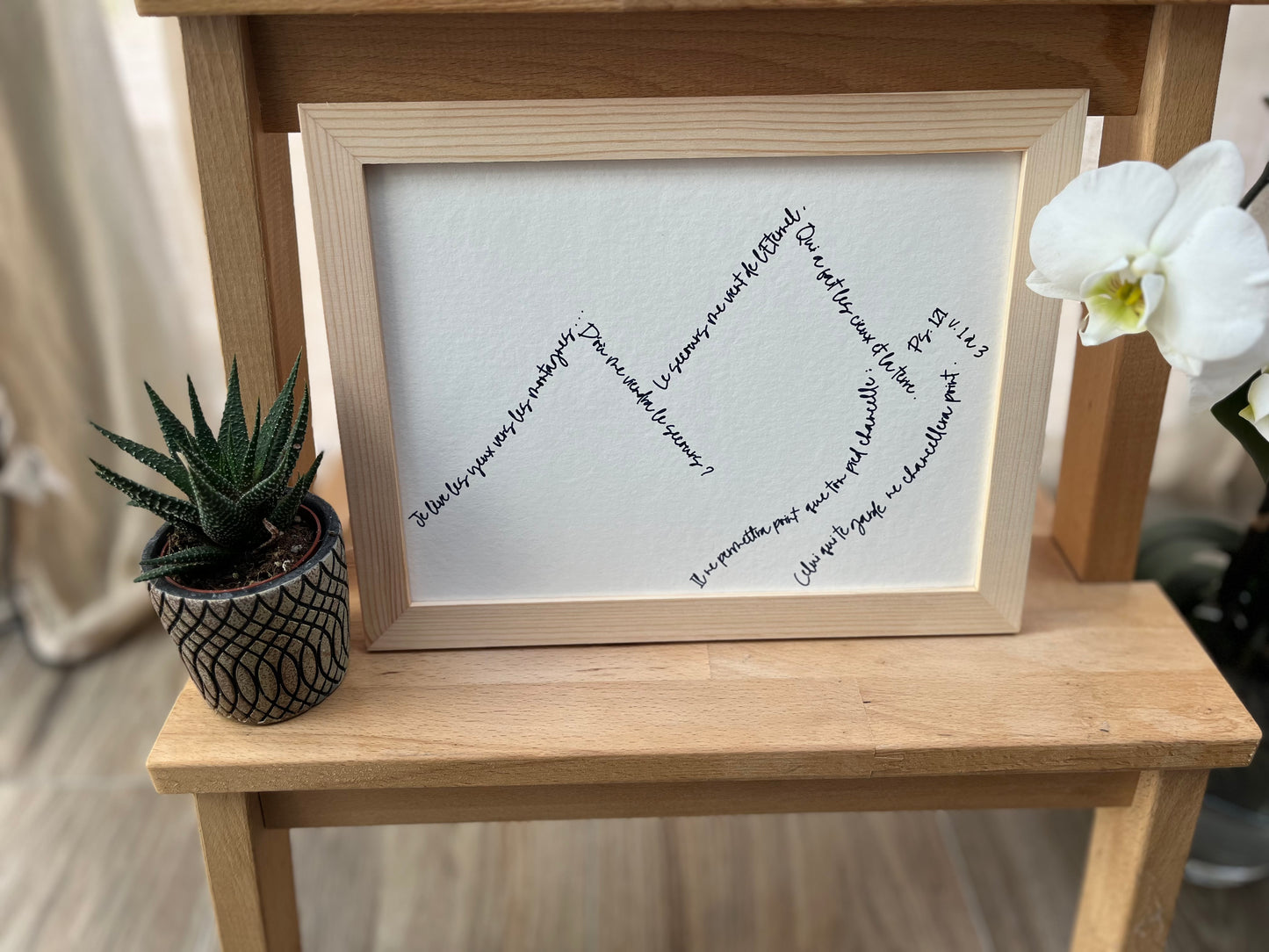 Quand la Parole prend forme - Calligramme chrétien – "Montagnes" Psaume 121 - Grand Format
